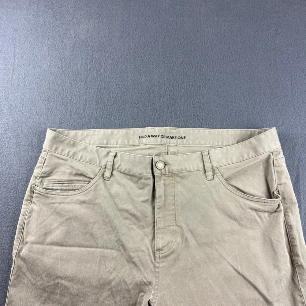 Rhone Everyday Twill Pants Men's 38x32 Beige 5 Pocket Chino Stretch Flat Jeans